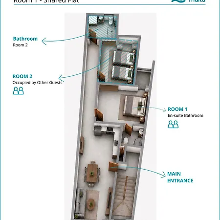 Gzr F31 Private Double Ensuite W Balcony In Malta Séjour chez l'habitant *